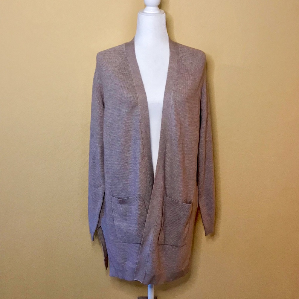 NWT Cyrus Waffle Weave Long Beige Cardigan Size XL